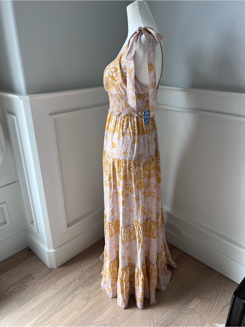 Free People Yellow & Cream Floral Tiered Maxi Dress - Picture 6 of 11